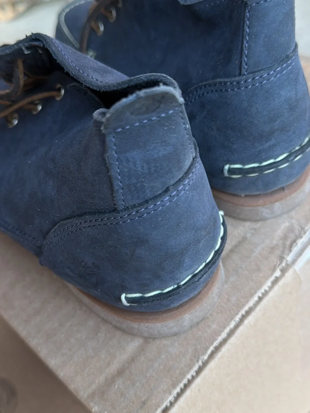 Timberland Navy Suede Ankle Boots with Brown Laces